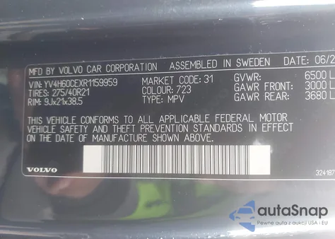 2024 Volvo Xc90 z USA, uszkodzony, nr VIN YV4860CEXR1159959